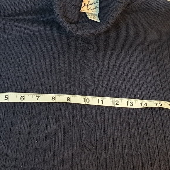 Vintage Stephanie by Suzelle Women's Wool Blend Ribbed Front Navy Blue Sweater S - Picture 7 of 11